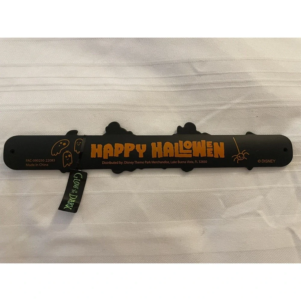 NEW Disney Parks Happy Halloween Slap Bracelet Minnie & Mickey GLOWS‎ IN DARK
